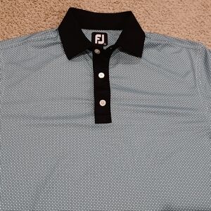 Footjoy Golf Polo Teal & White Checkered ProDry Mens S